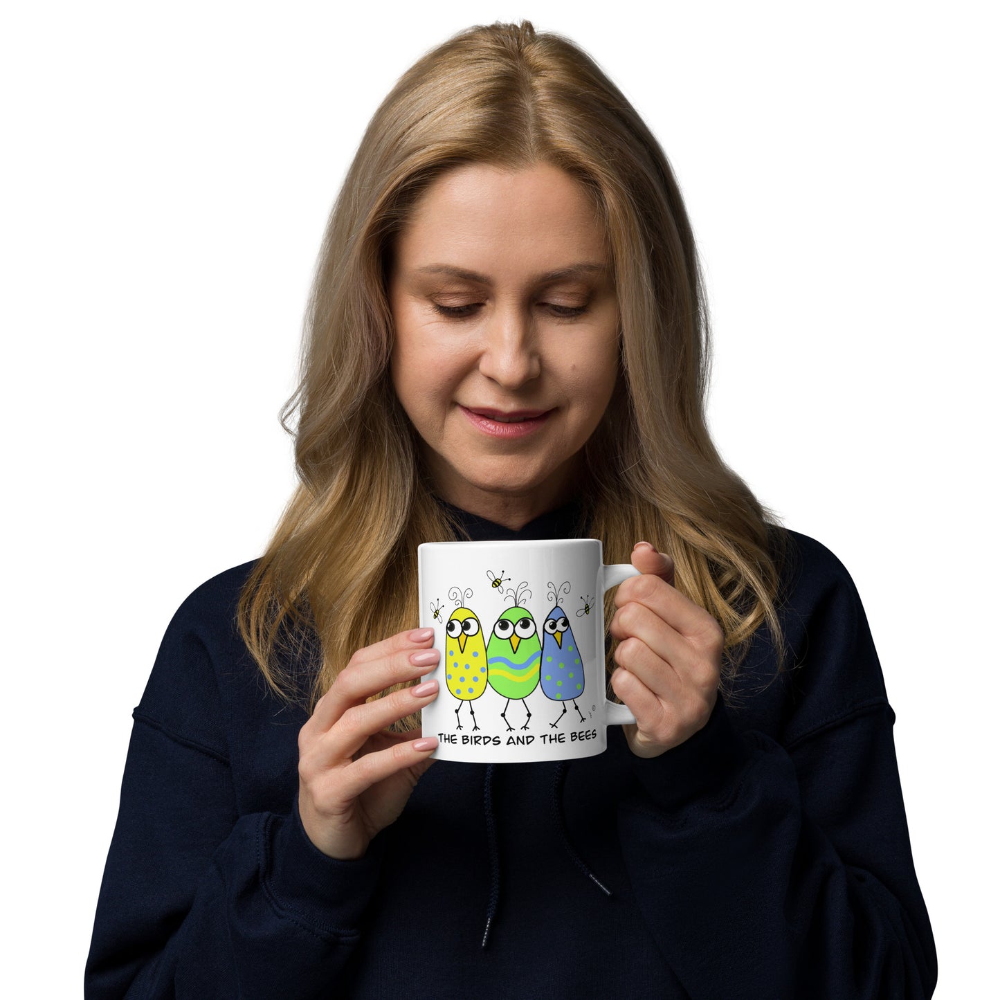 The Birds & The Bees - White glossy mug - from The Quirky Birds Collection